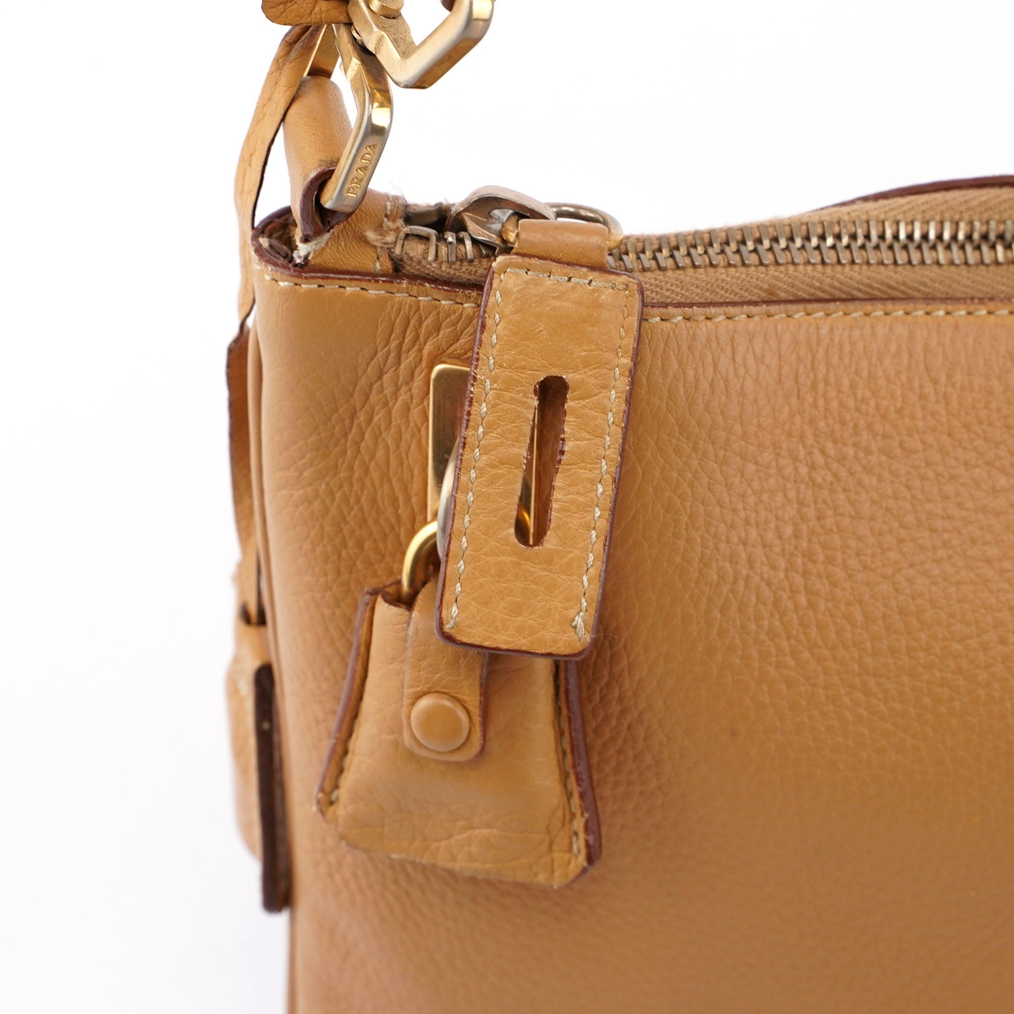 Beige Leather Shoulder Bag