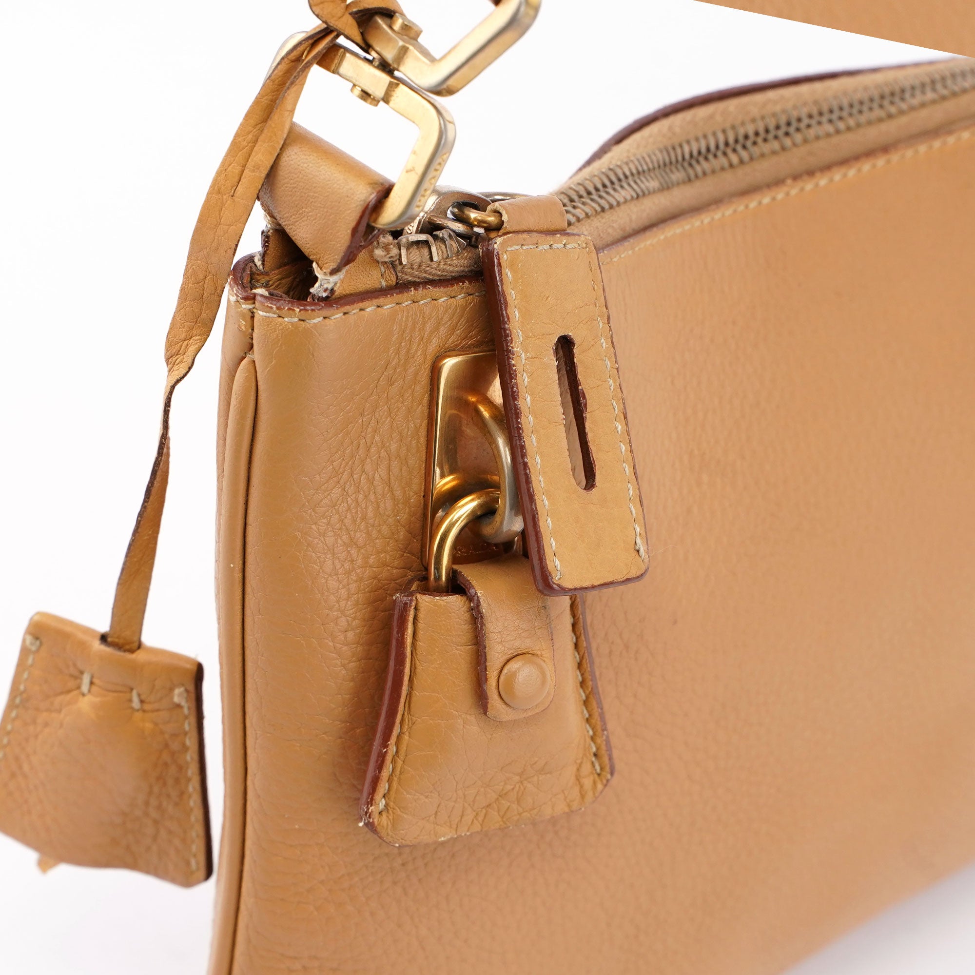 Beige Leather Shoulder Bag