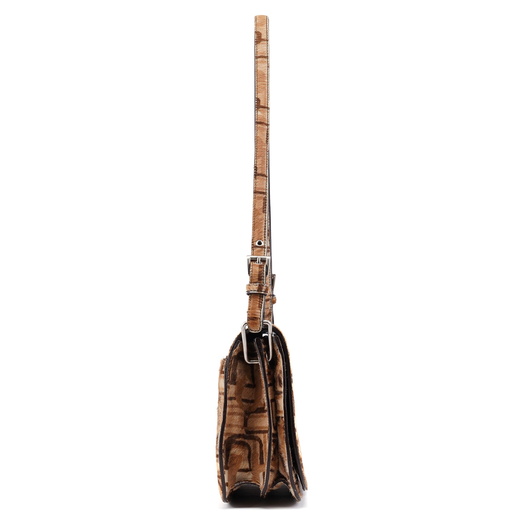 Beige Patterned Fur Shoulder Bag