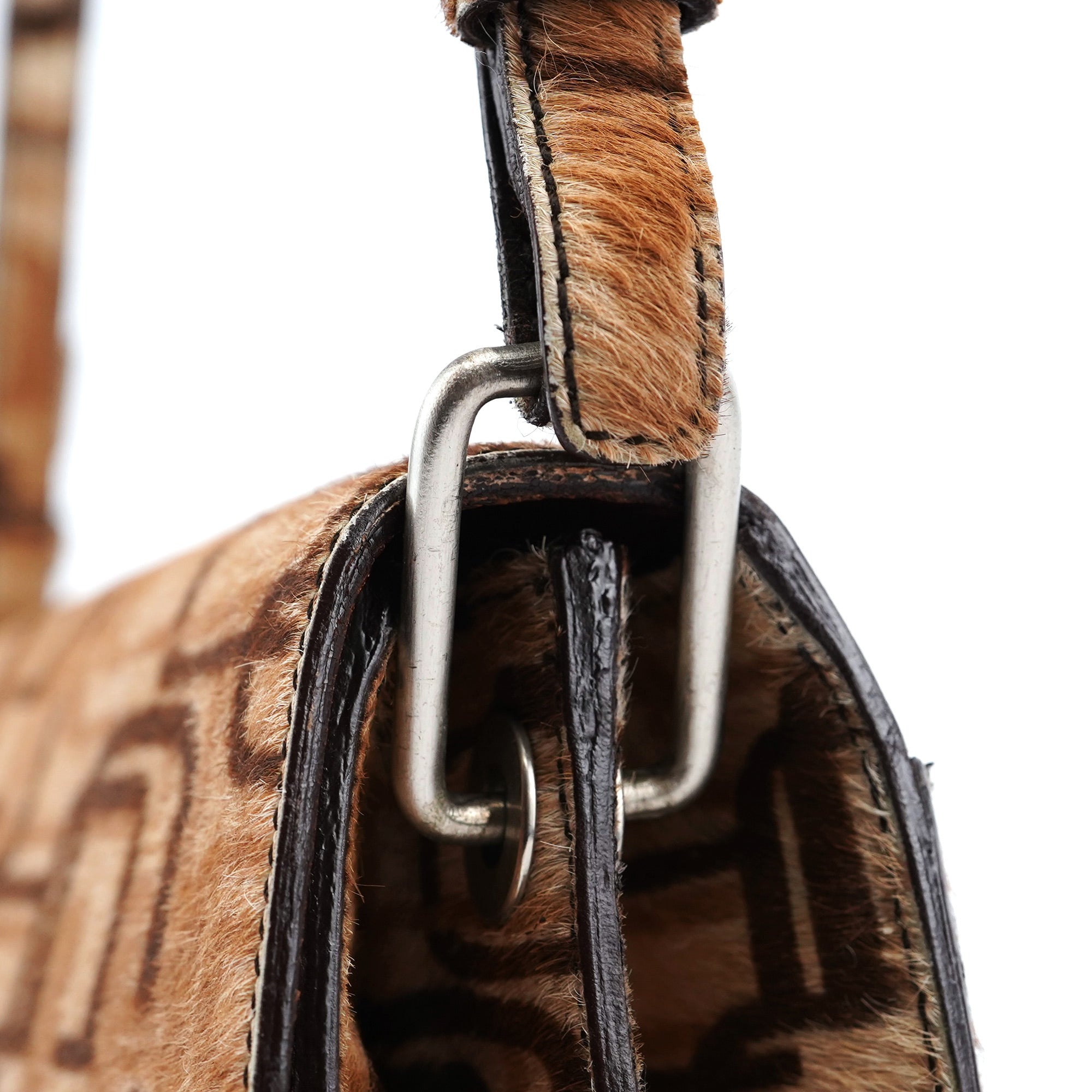 Beige Patterned Fur Shoulder Bag