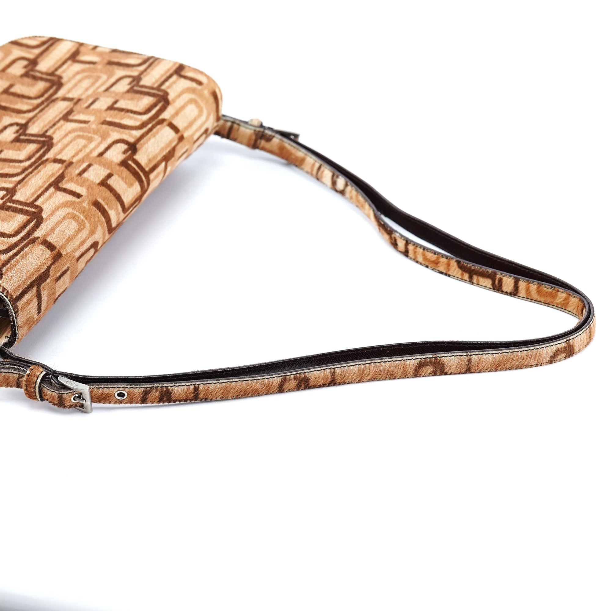 Beige Patterned Fur Shoulder Bag