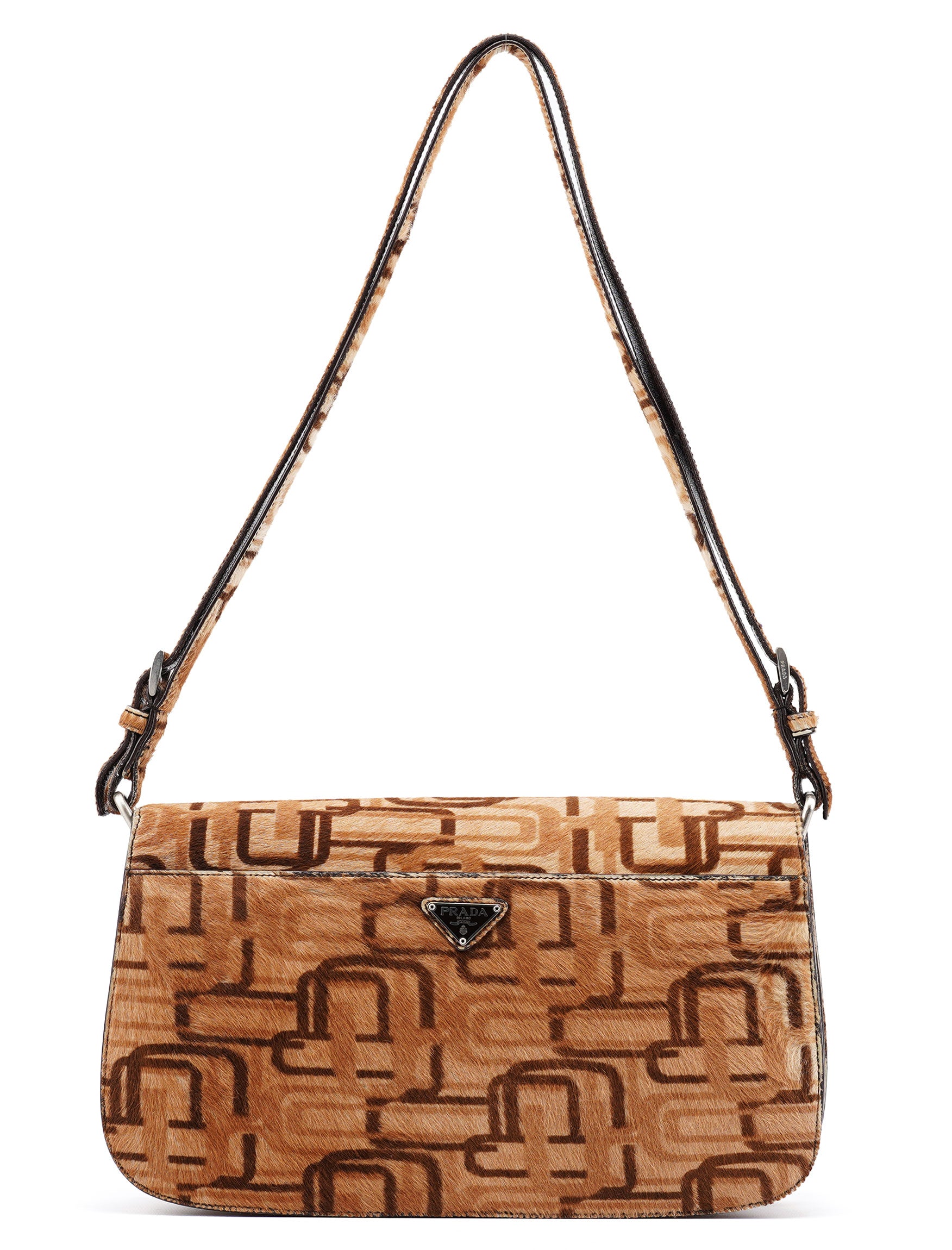 Beige Patterned Fur Shoulder Bag