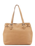 Beige Pebbled Leather Tote Bag