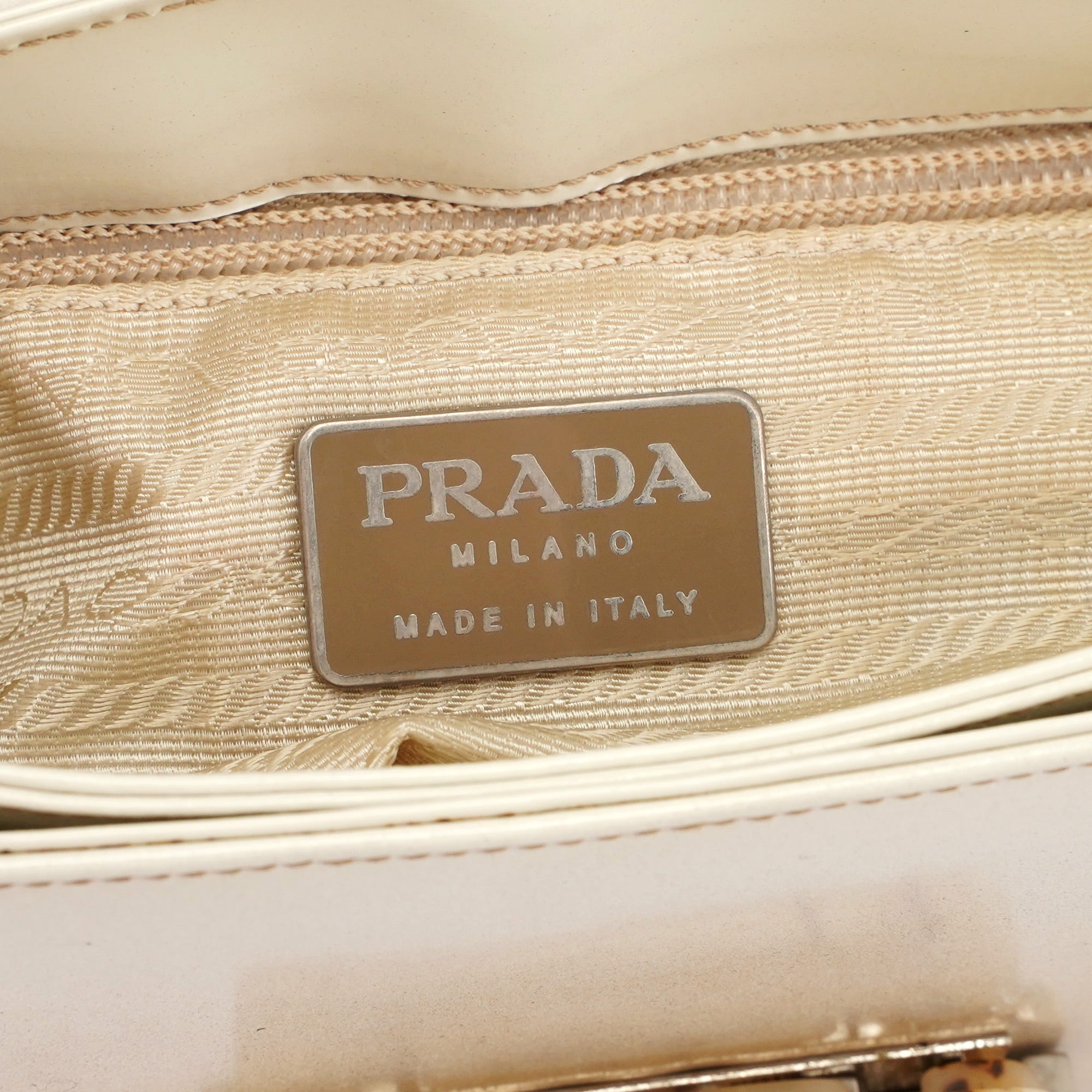 Beige Spazzolato Buckle Handbag