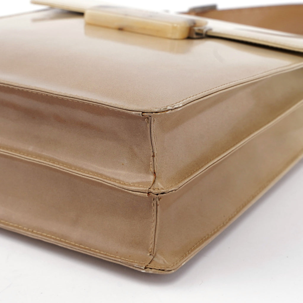 Beige Spazzolato Buckle Handbag