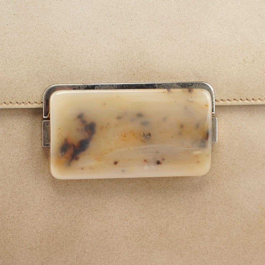 Beige Spazzolato Buckle Handbag