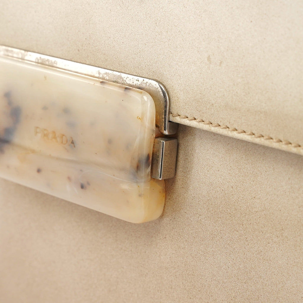 Beige Spazzolato Buckle Handbag