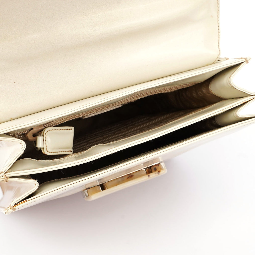 Beige Spazzolato Buckle Handbag