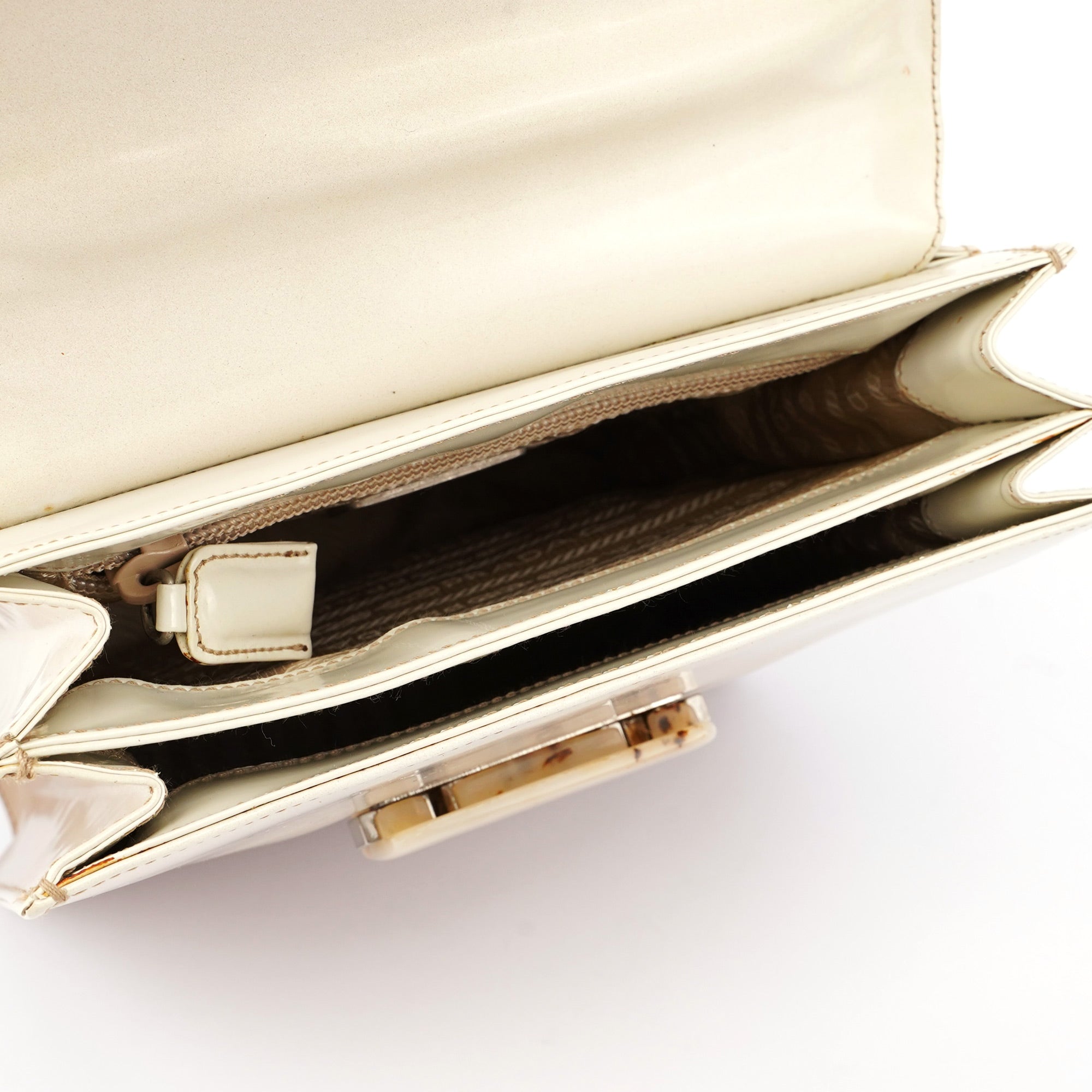 Beige Spazzolato Buckle Handbag