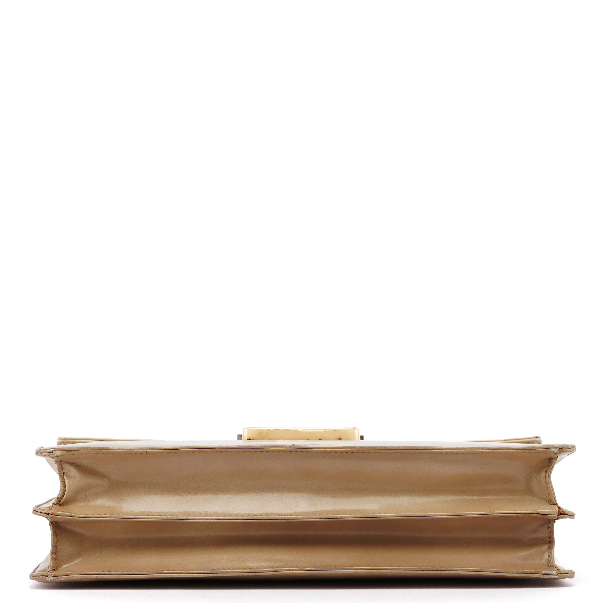 Beige Spazzolato Buckle Shoulder Bag