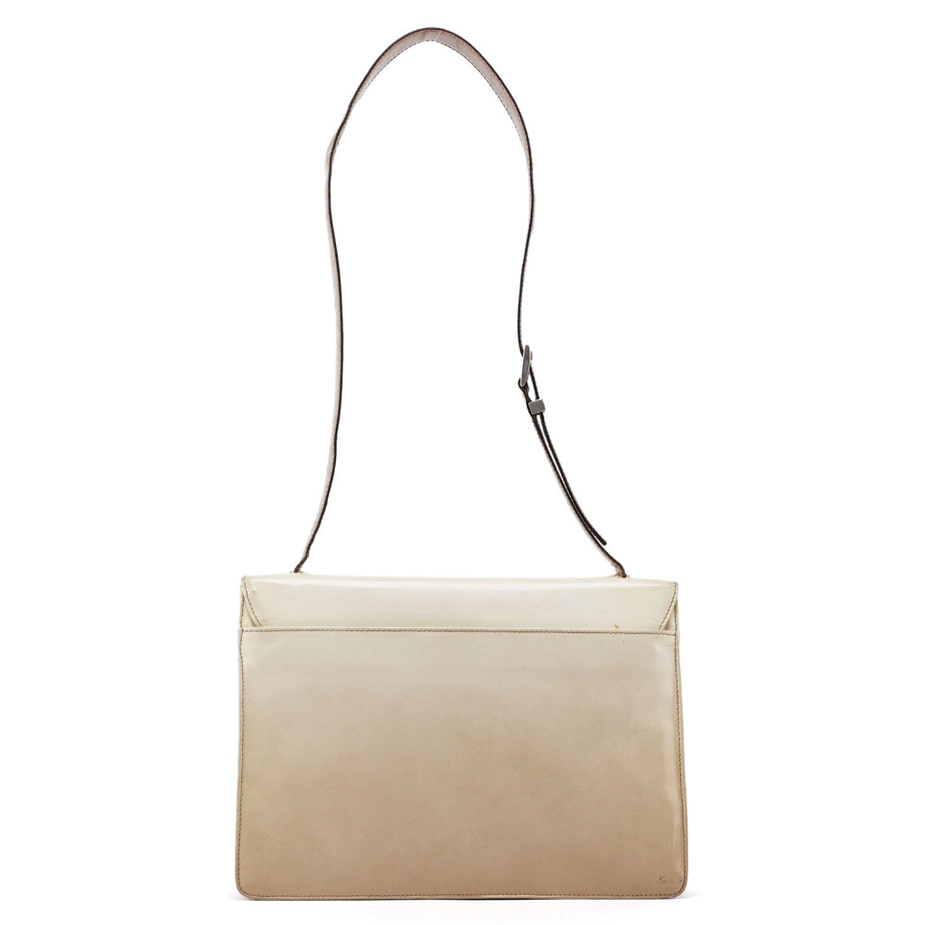 Beige Spazzolato Buckle Shoulder Bag