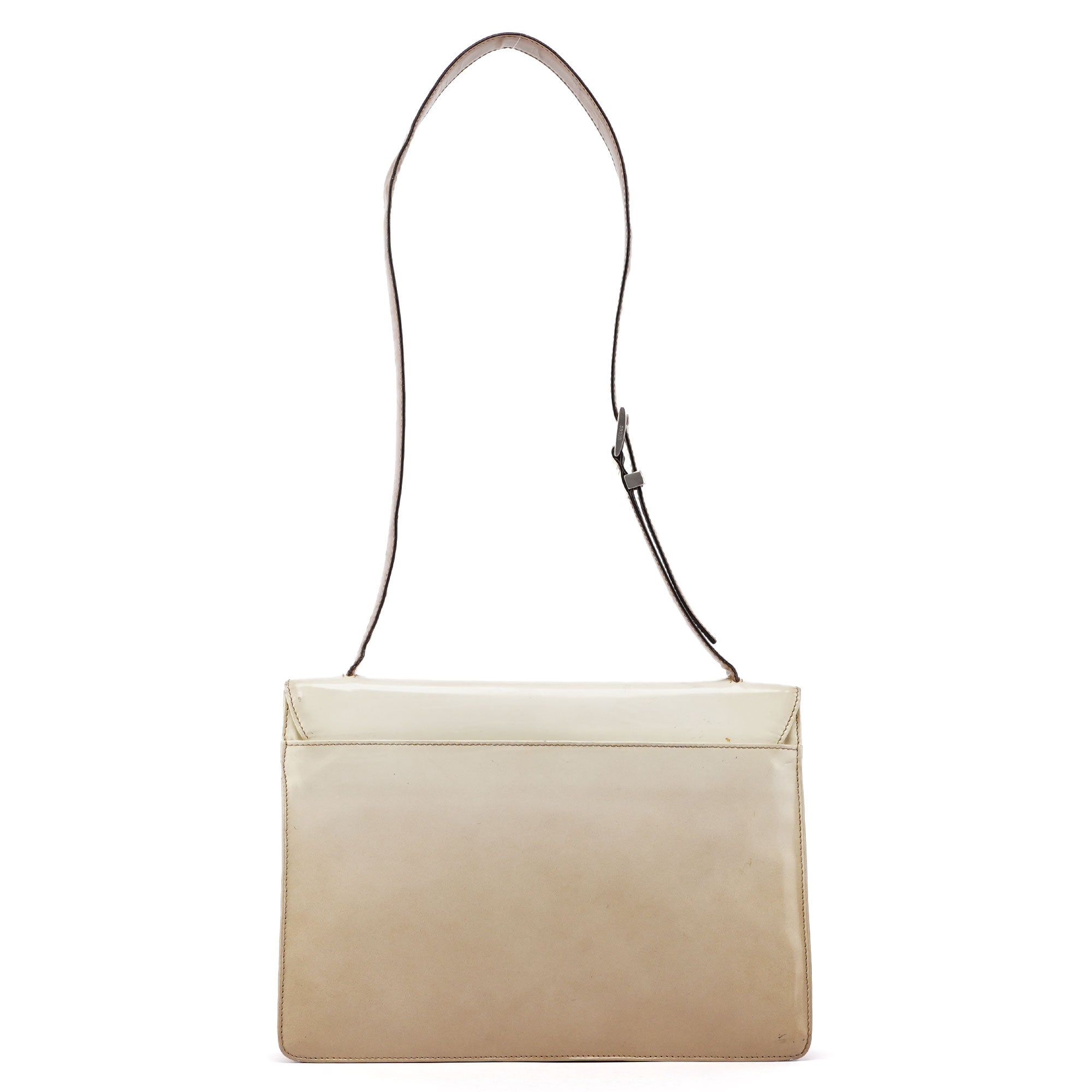 Beige Spazzolato Buckle Shoulder Bag