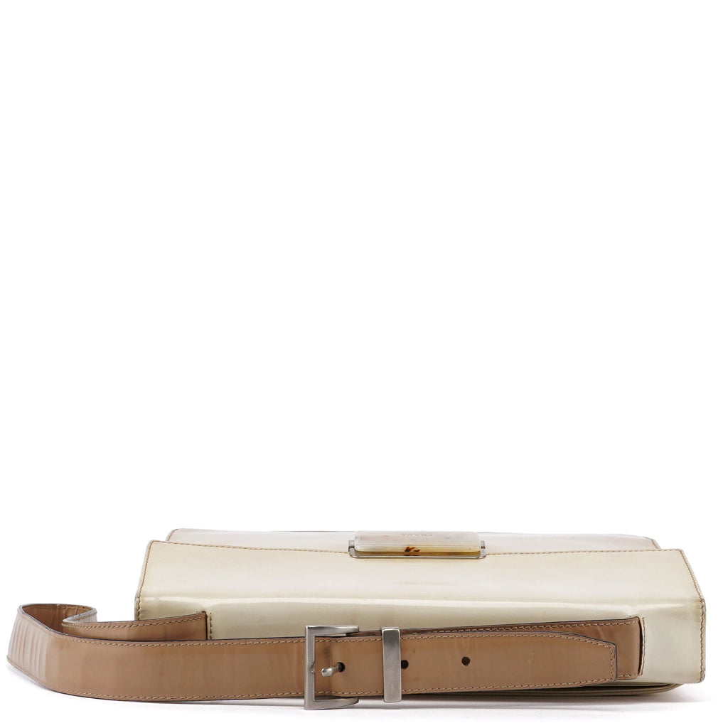Beige Spazzolato Buckle Shoulder Bag