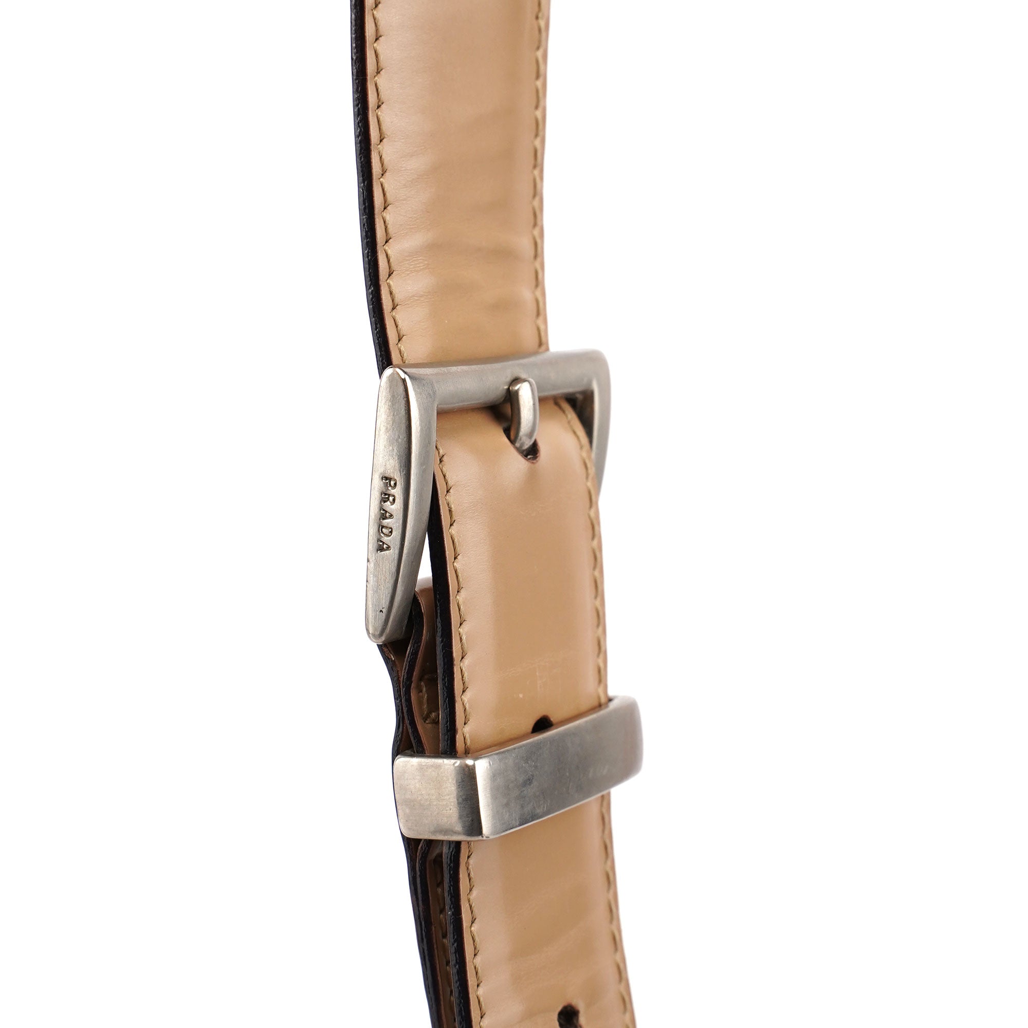 Beige Spazzolato Buckle Shoulder Bag
