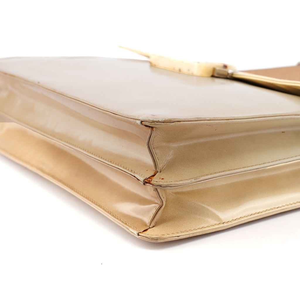 Beige Spazzolato Buckle Shoulder Bag