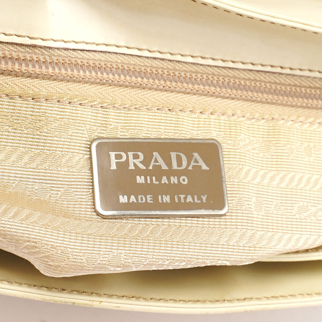 Beige Spazzolato Buckle Shoulder Bag