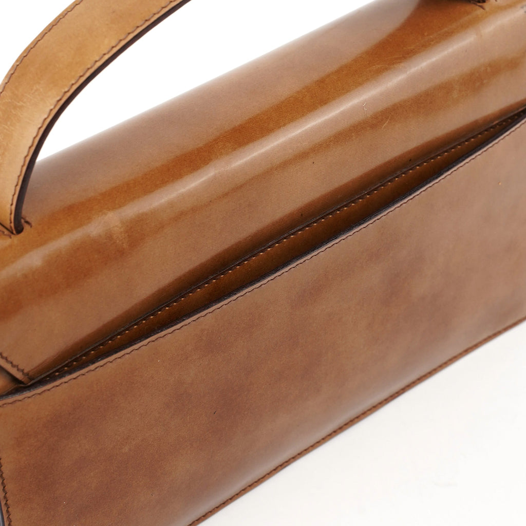 Beige Spazzolato Flap Handbag
