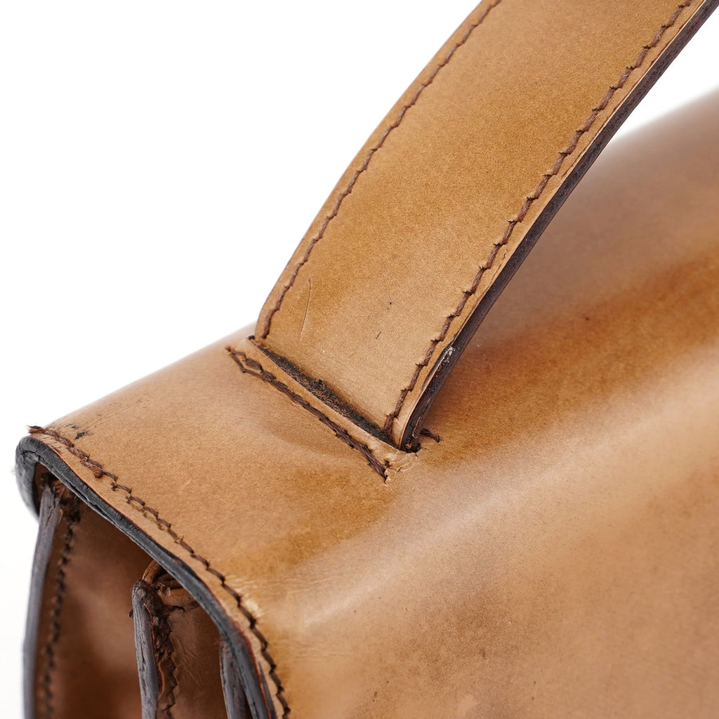 Beige Spazzolato Flap Handbag