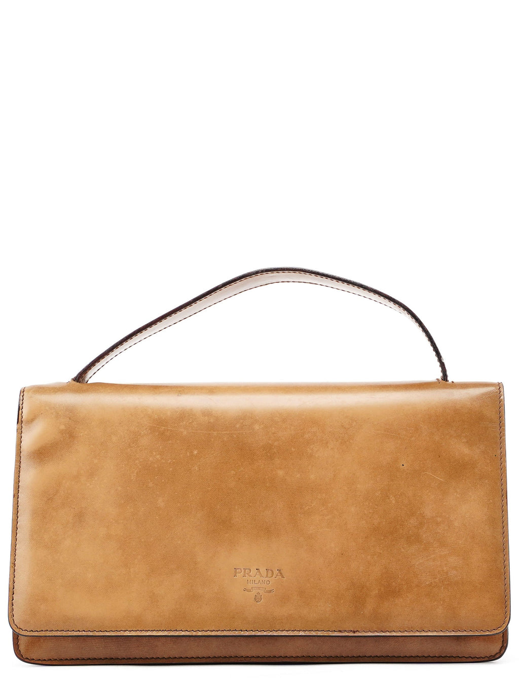 Beige Spazzolato Flap Handbag
