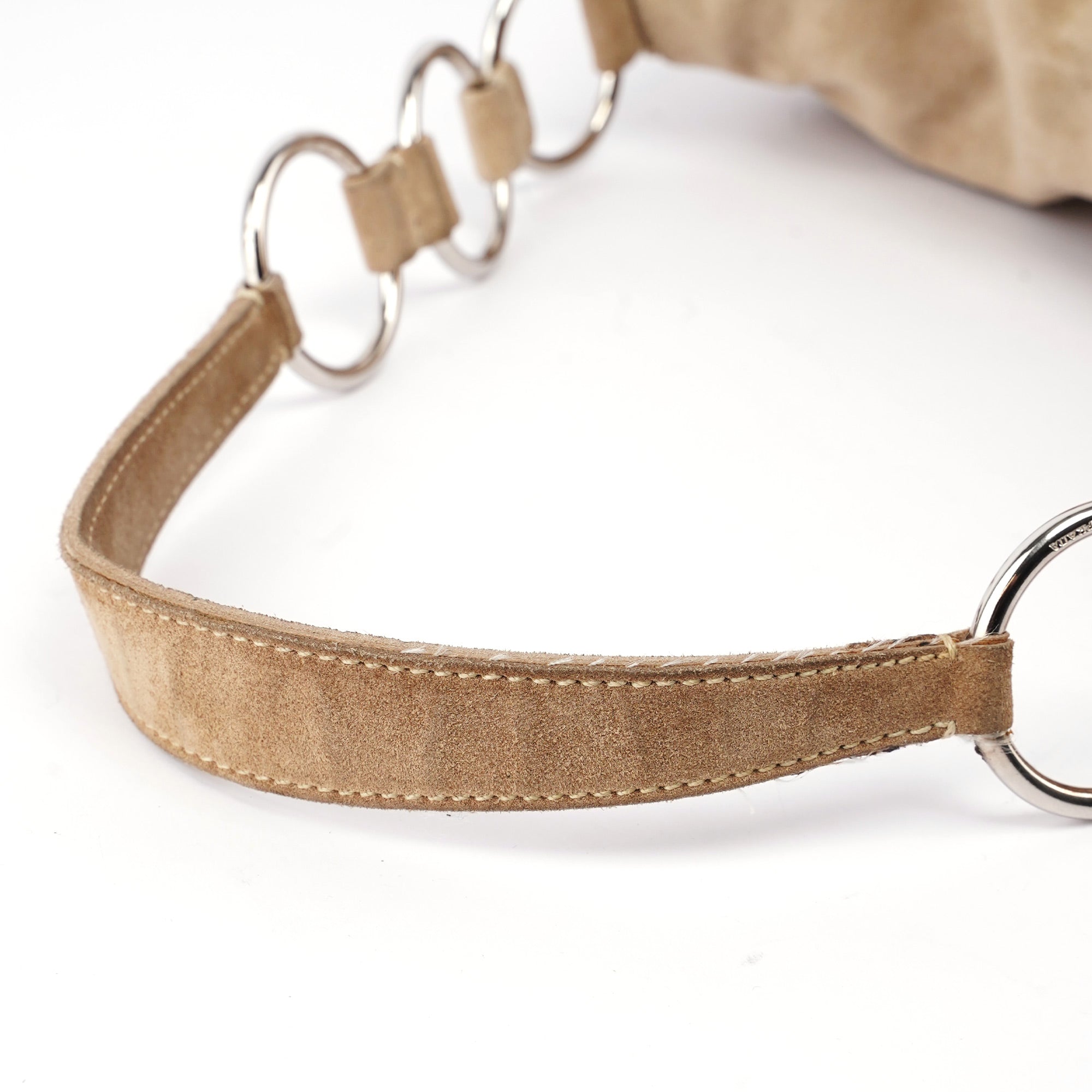 Beige Suede Large Flap Shoulder Bag