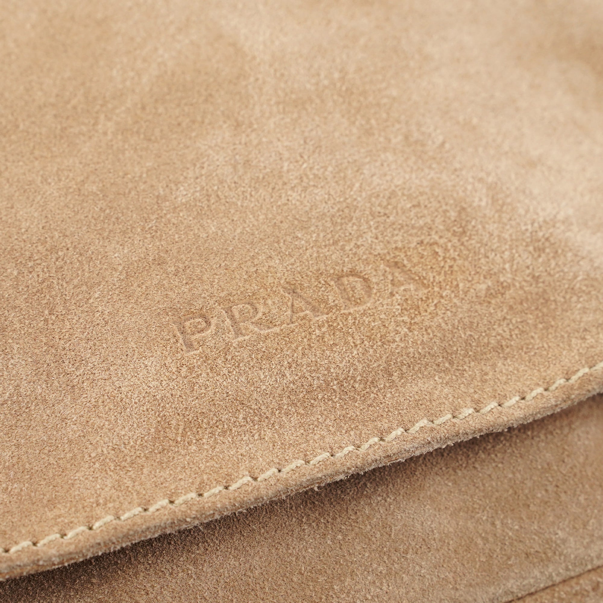 Beige Suede Large Flap Shoulder Bag