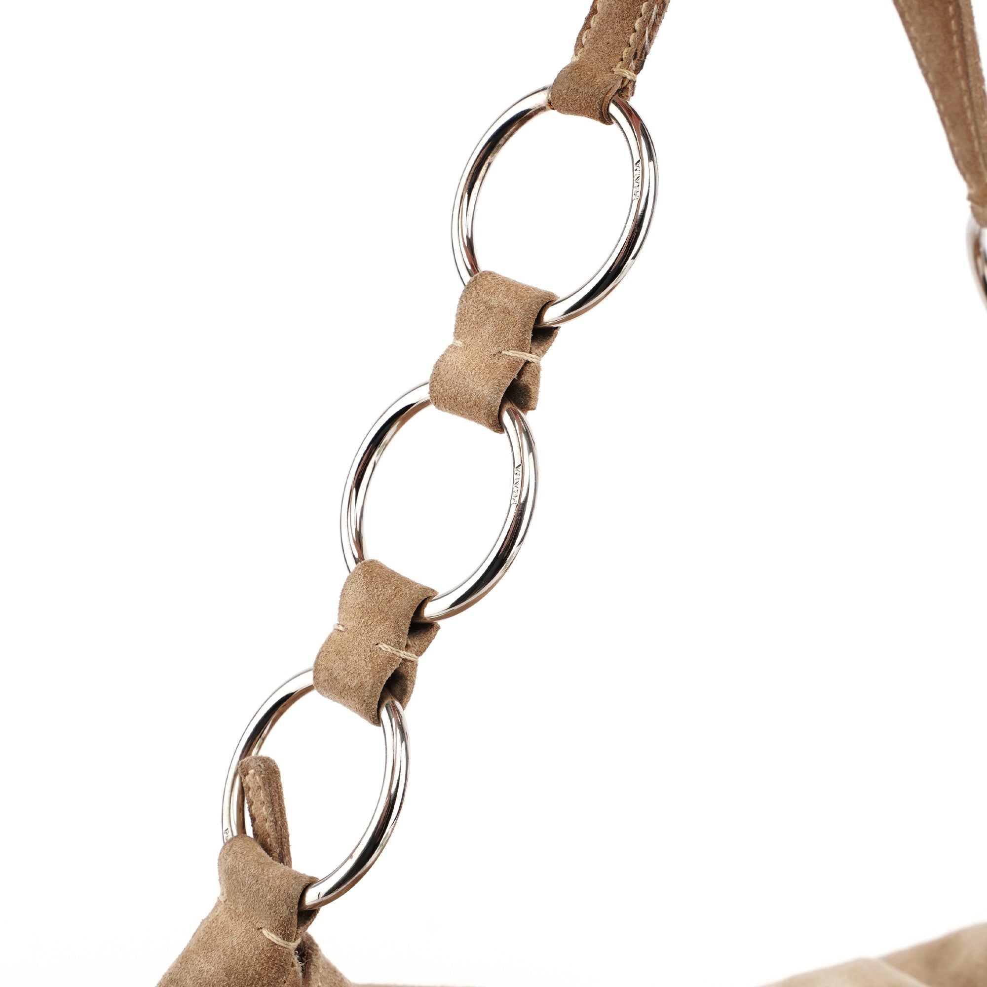 Beige Suede Large Flap Shoulder Bag
