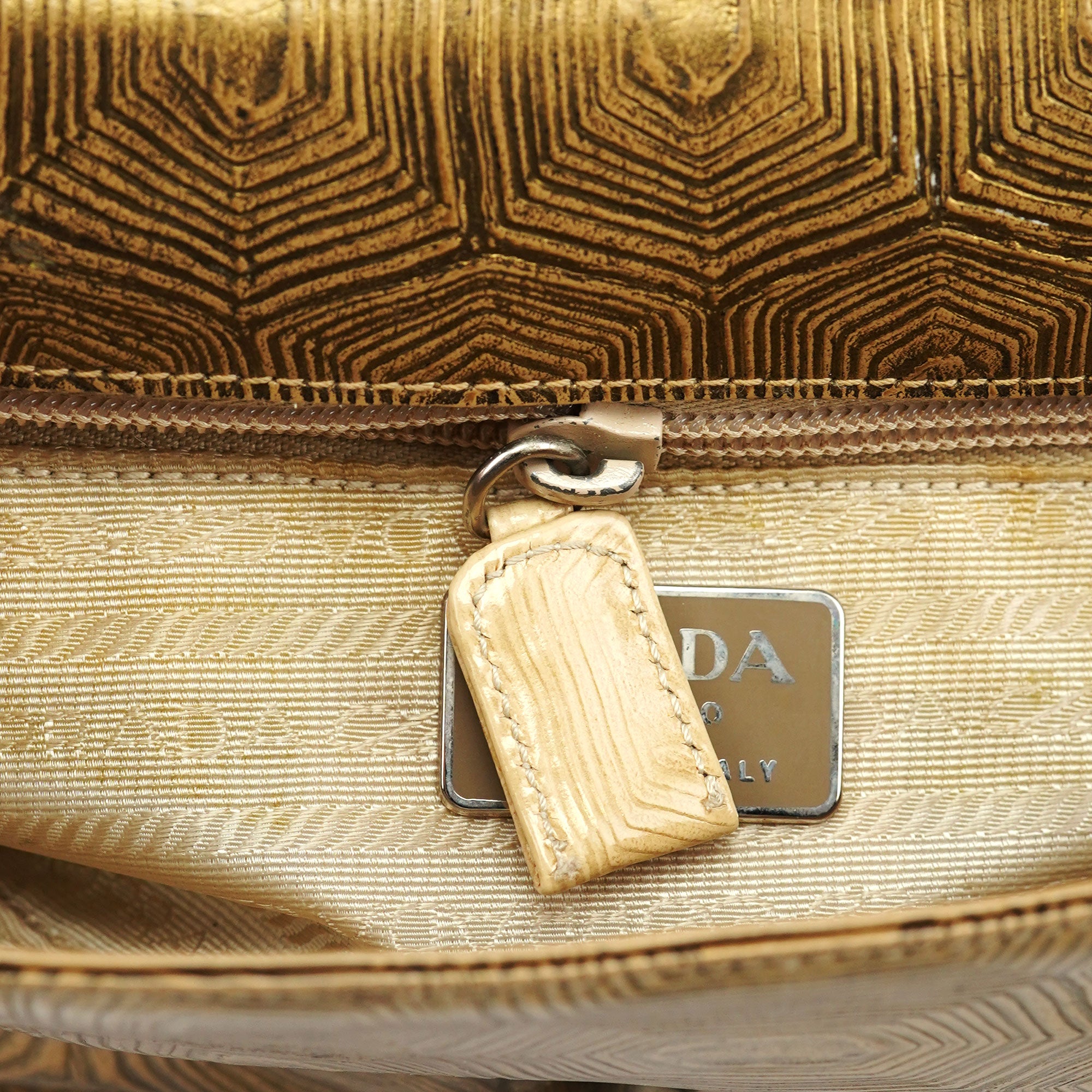 Beige Tartaruga Leather Shoulder Bag