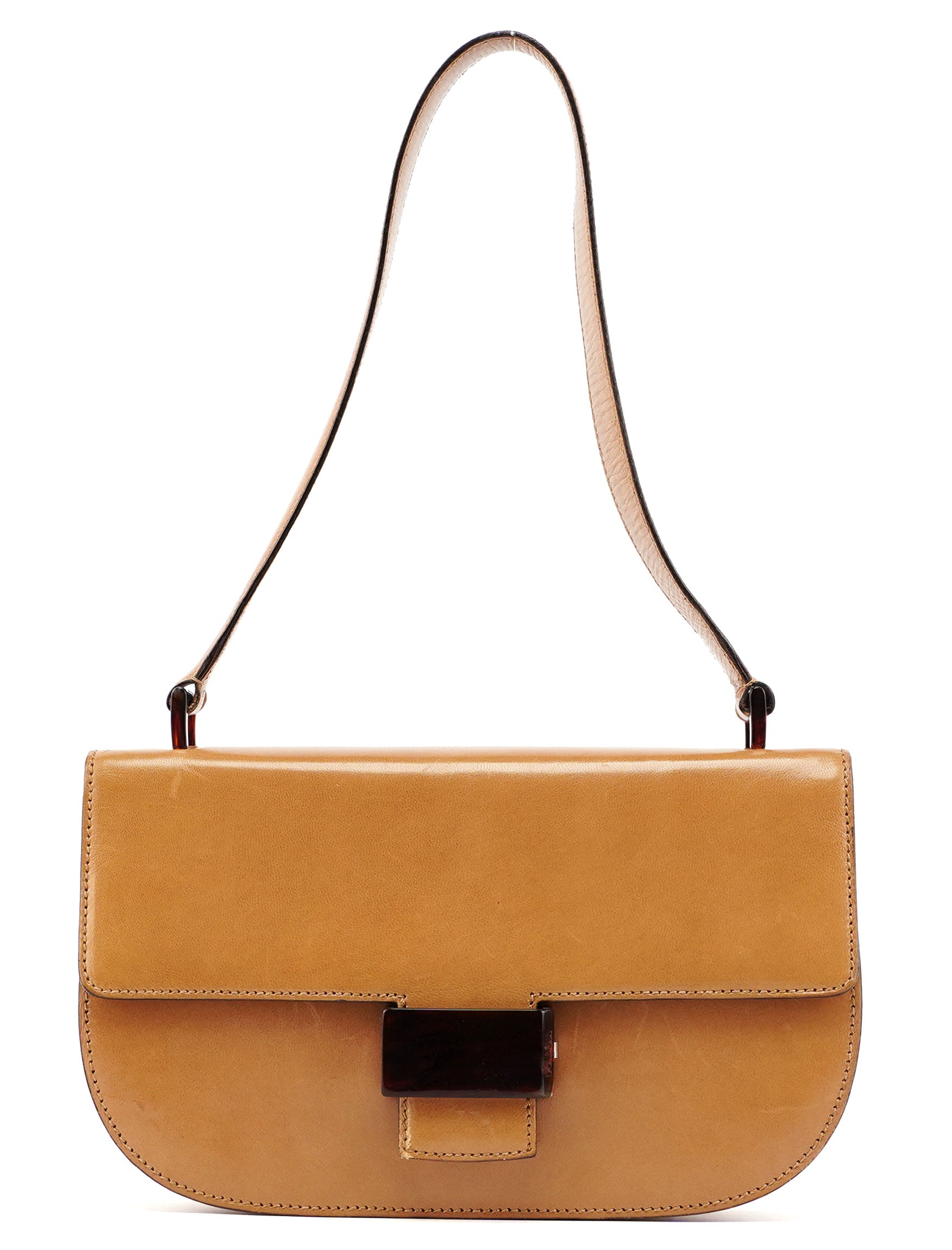 Beige Vitello Buckle Shoulder Bag