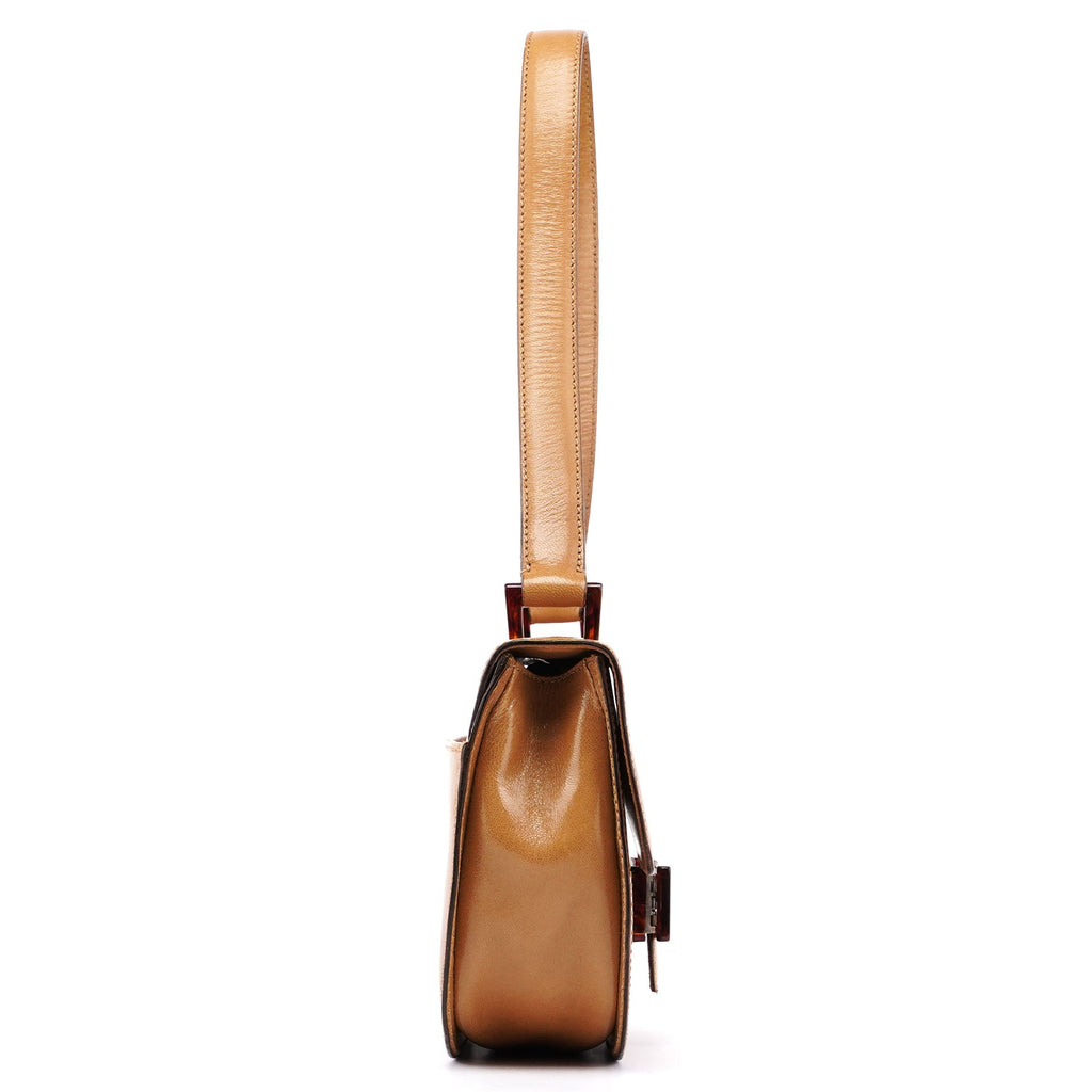 Beige Vitello Buckle Shoulder Bag