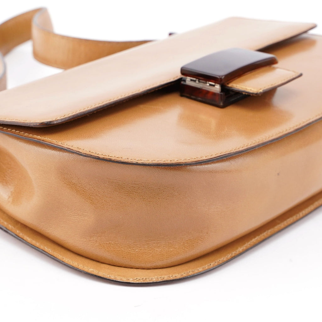 Beige Vitello Buckle Shoulder Bag