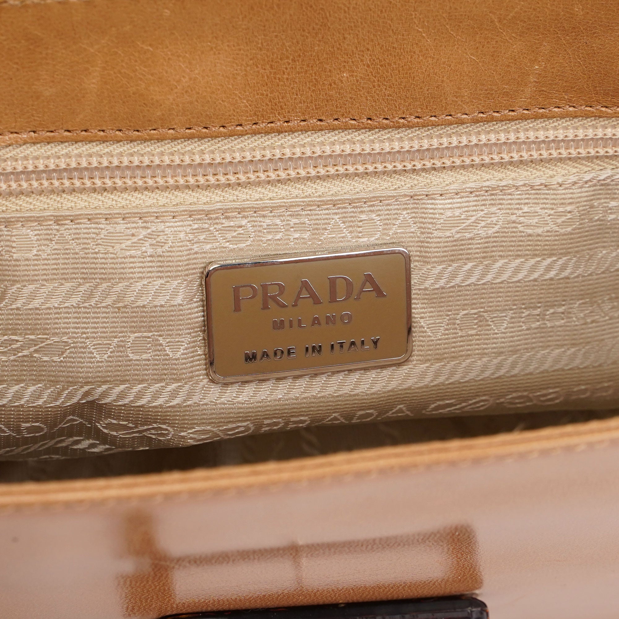 Beige Vitello Buckle Shoulder Bag