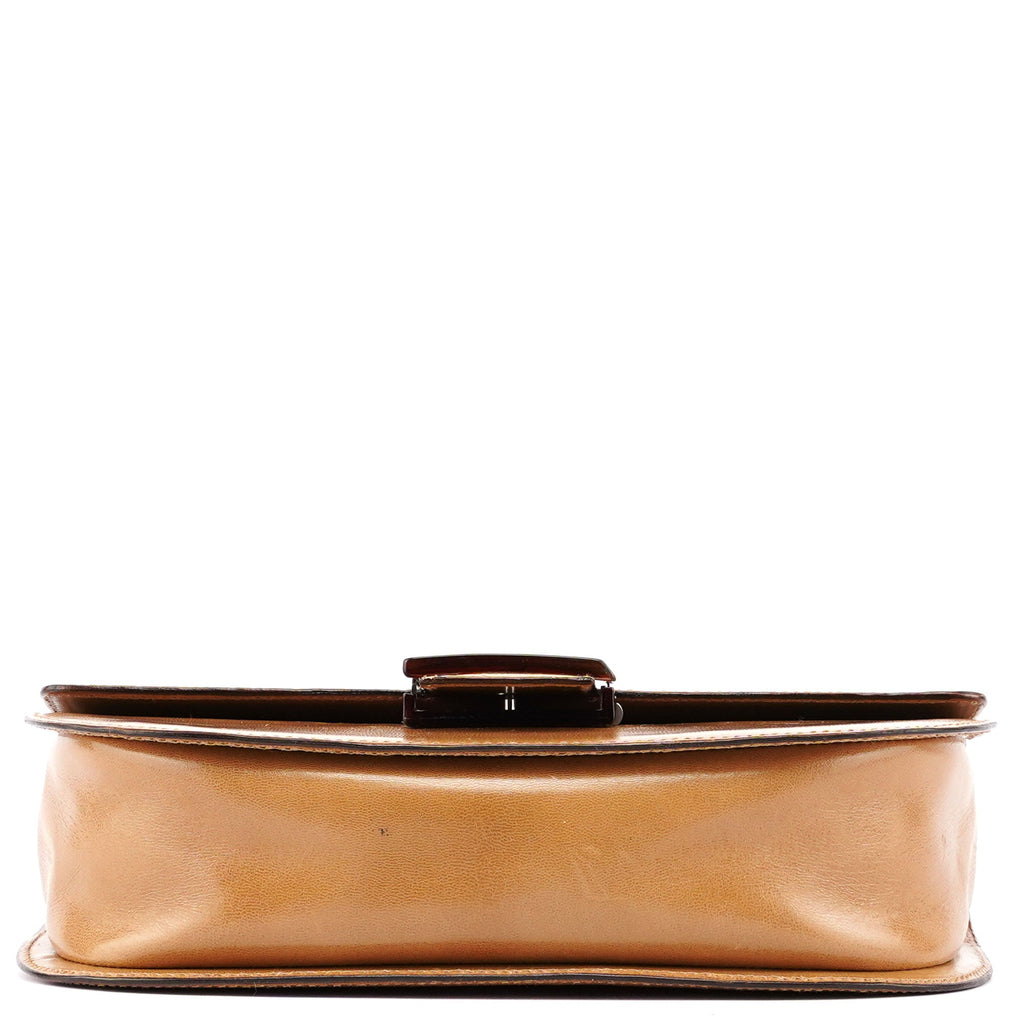 Beige Vitello Buckle Shoulder Bag