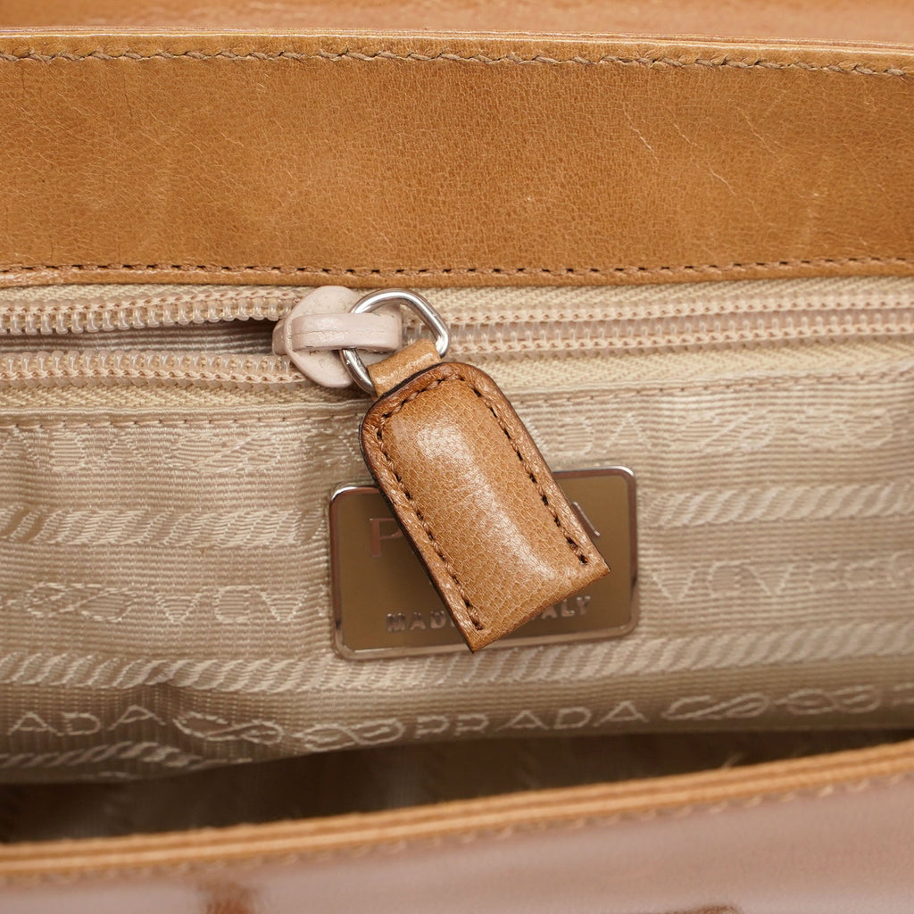 Beige Vitello Buckle Shoulder Bag