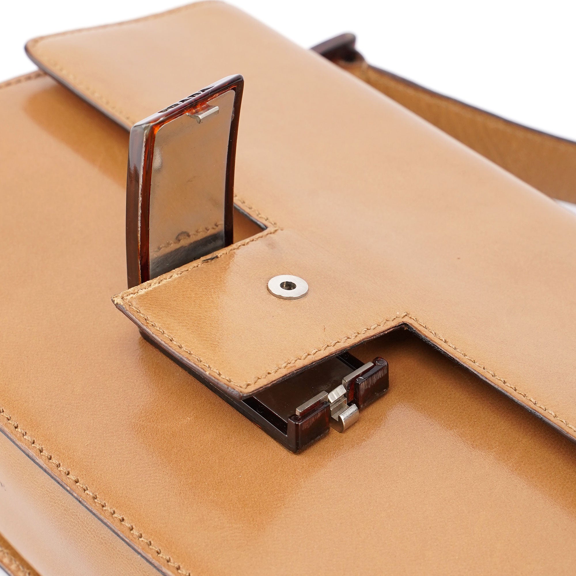 Beige Vitello Buckle Shoulder Bag