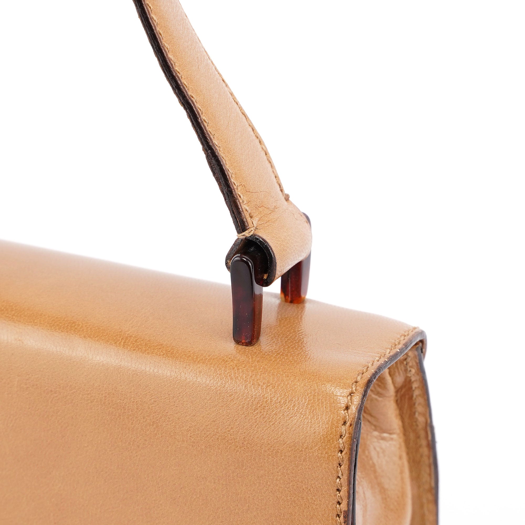 Beige Vitello Buckle Shoulder Bag