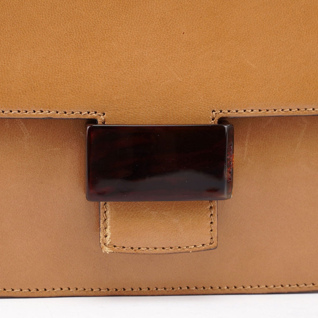 Beige Vitello Buckle Shoulder Bag
