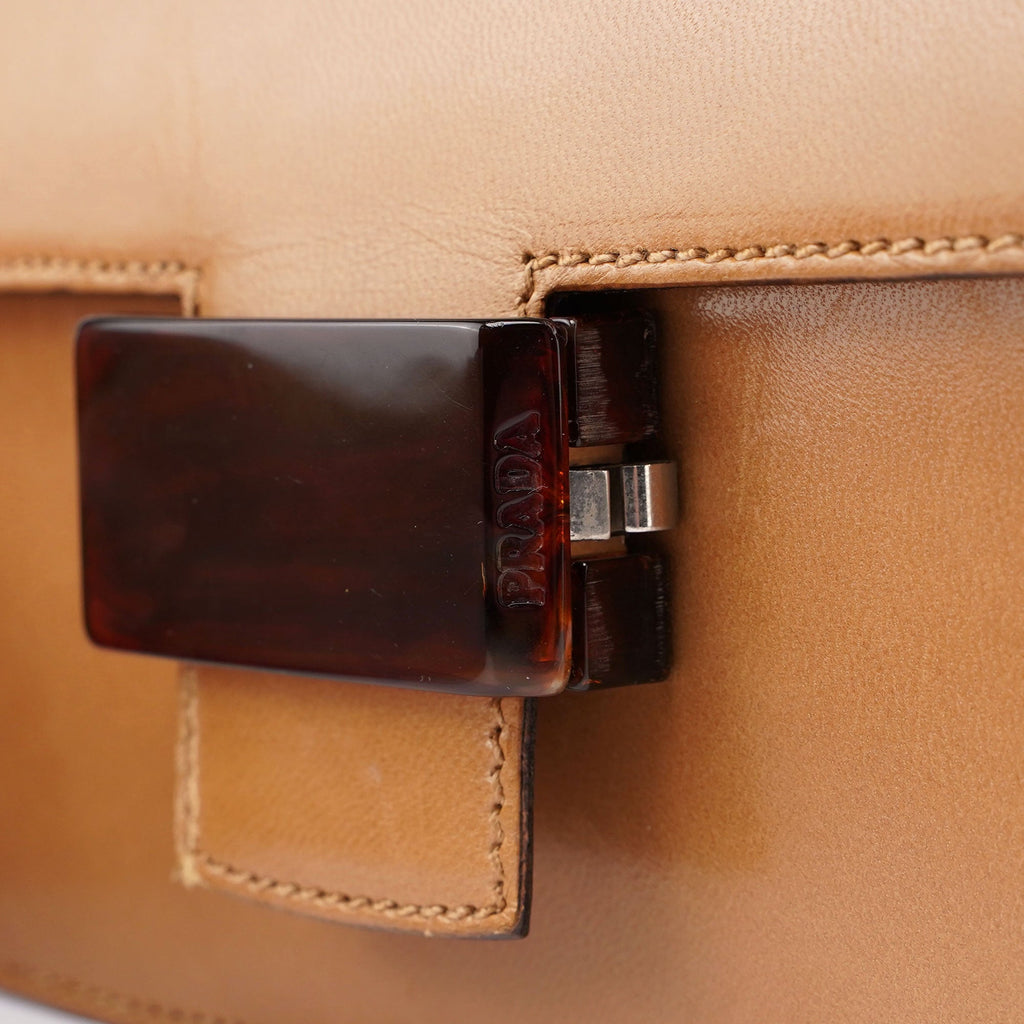Beige Vitello Buckle Shoulder Bag