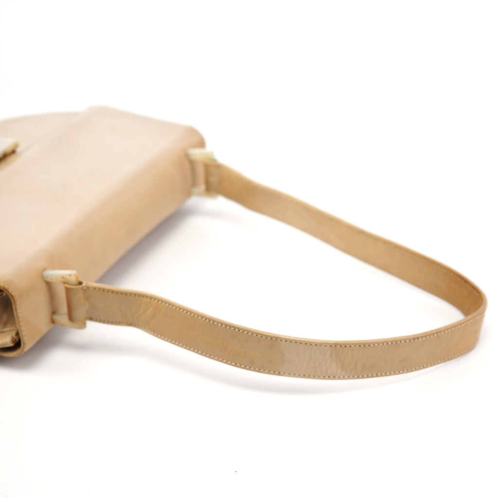 Beige Vitello Buckle Shoulder Bag