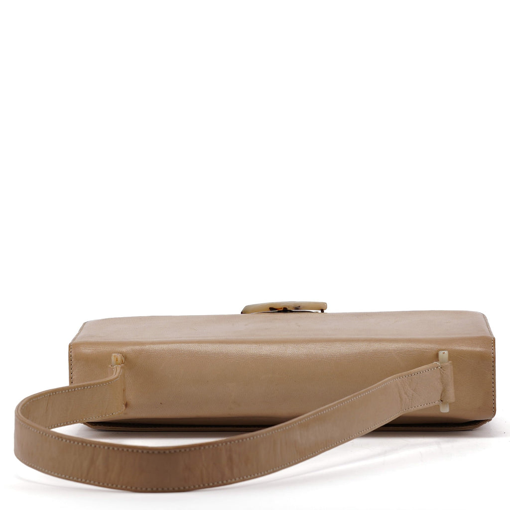 Beige Vitello Buckle Shoulder Bag