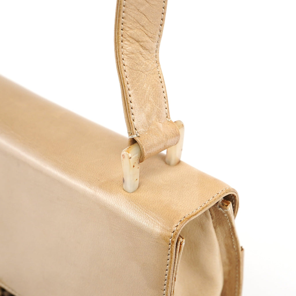 Beige Vitello Buckle Shoulder Bag