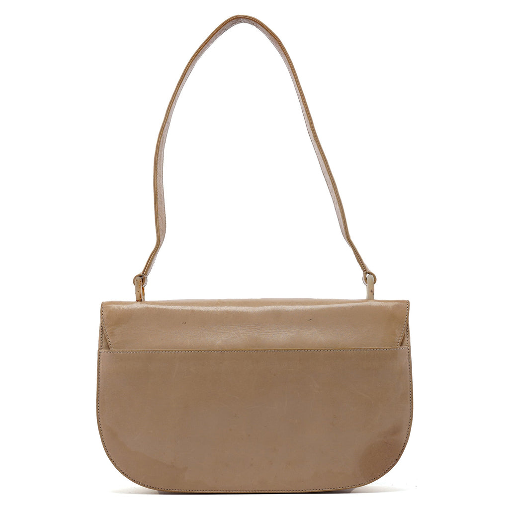 Beige Vitello Buckle Shoulder Bag