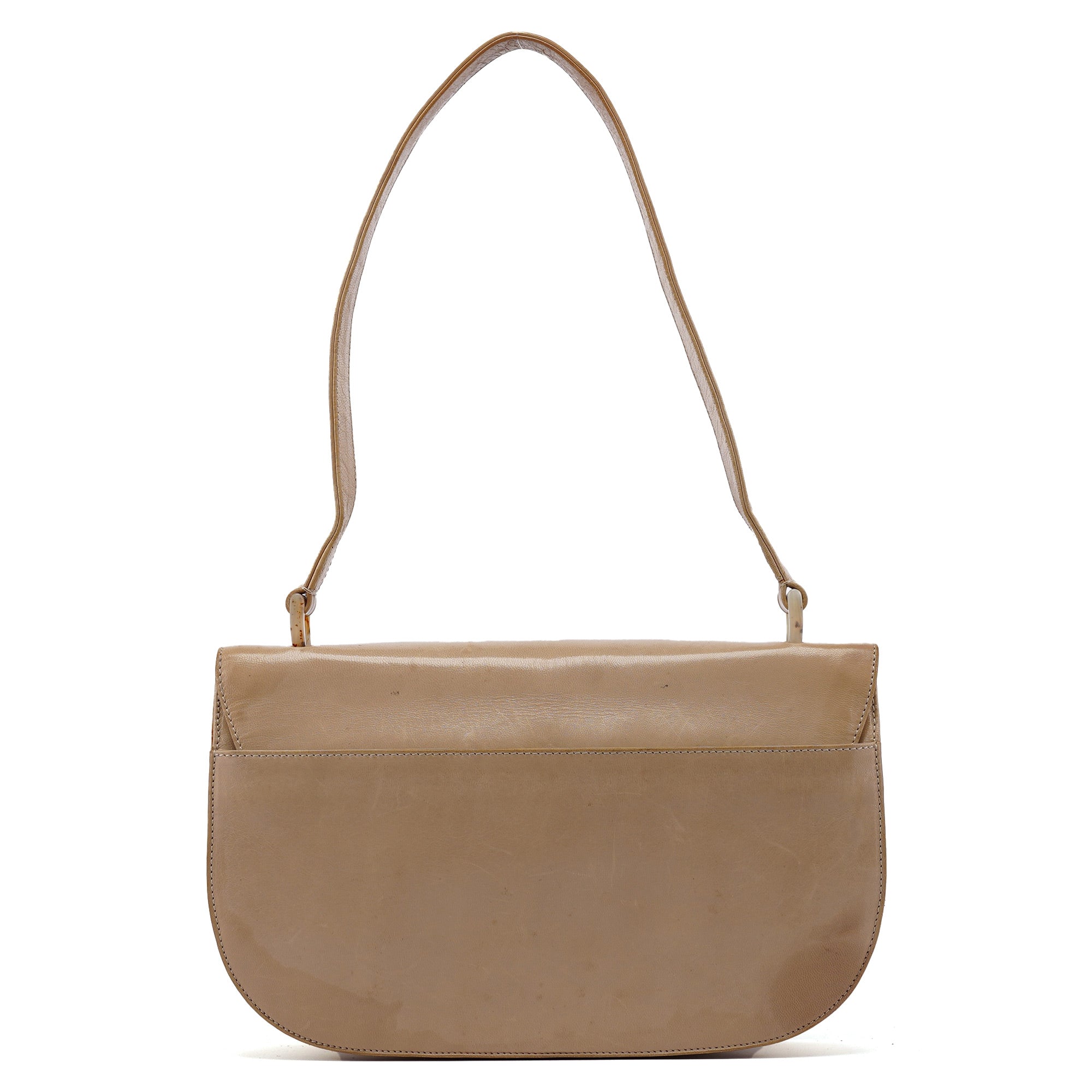 Beige Vitello Buckle Shoulder Bag