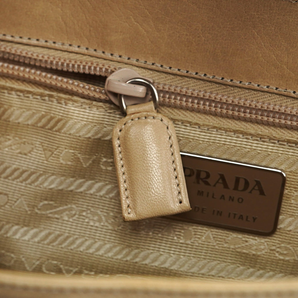 Beige Vitello Buckle Shoulder Bag
