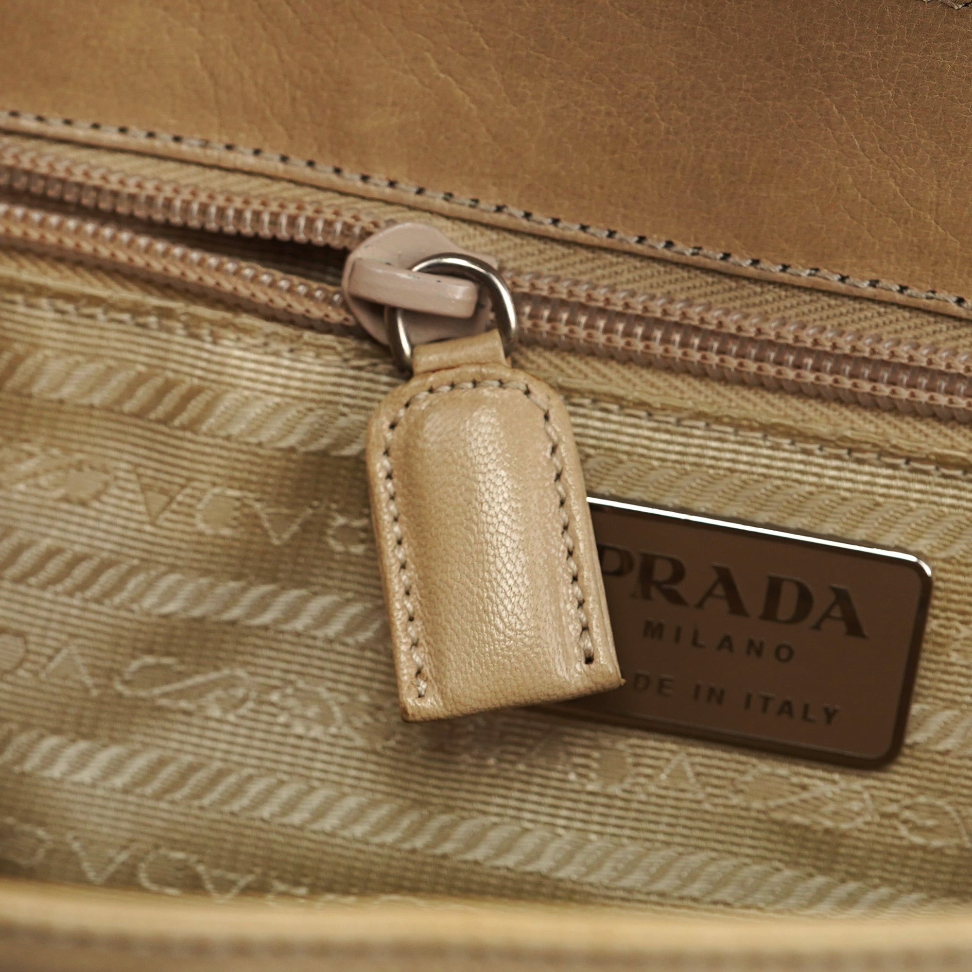 Beige Vitello Buckle Shoulder Bag