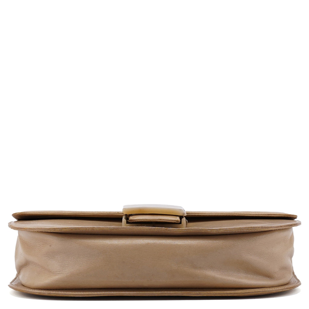 Beige Vitello Buckle Shoulder Bag