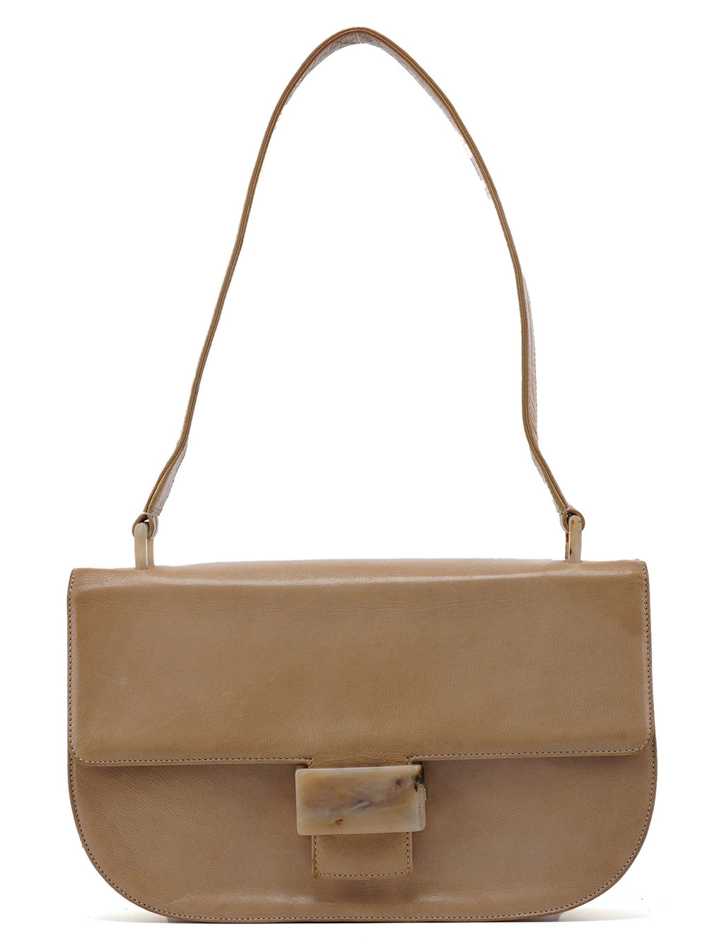 Beige Vitello Buckle Shoulder Bag