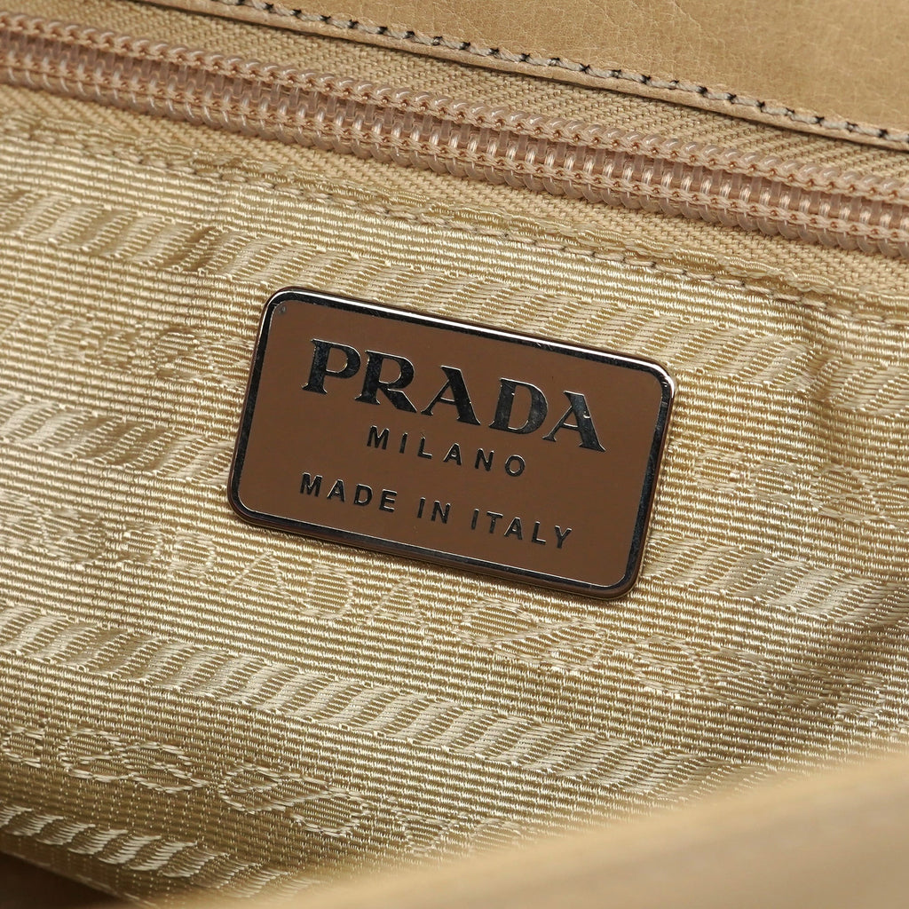 Beige Vitello Buckle Shoulder Bag