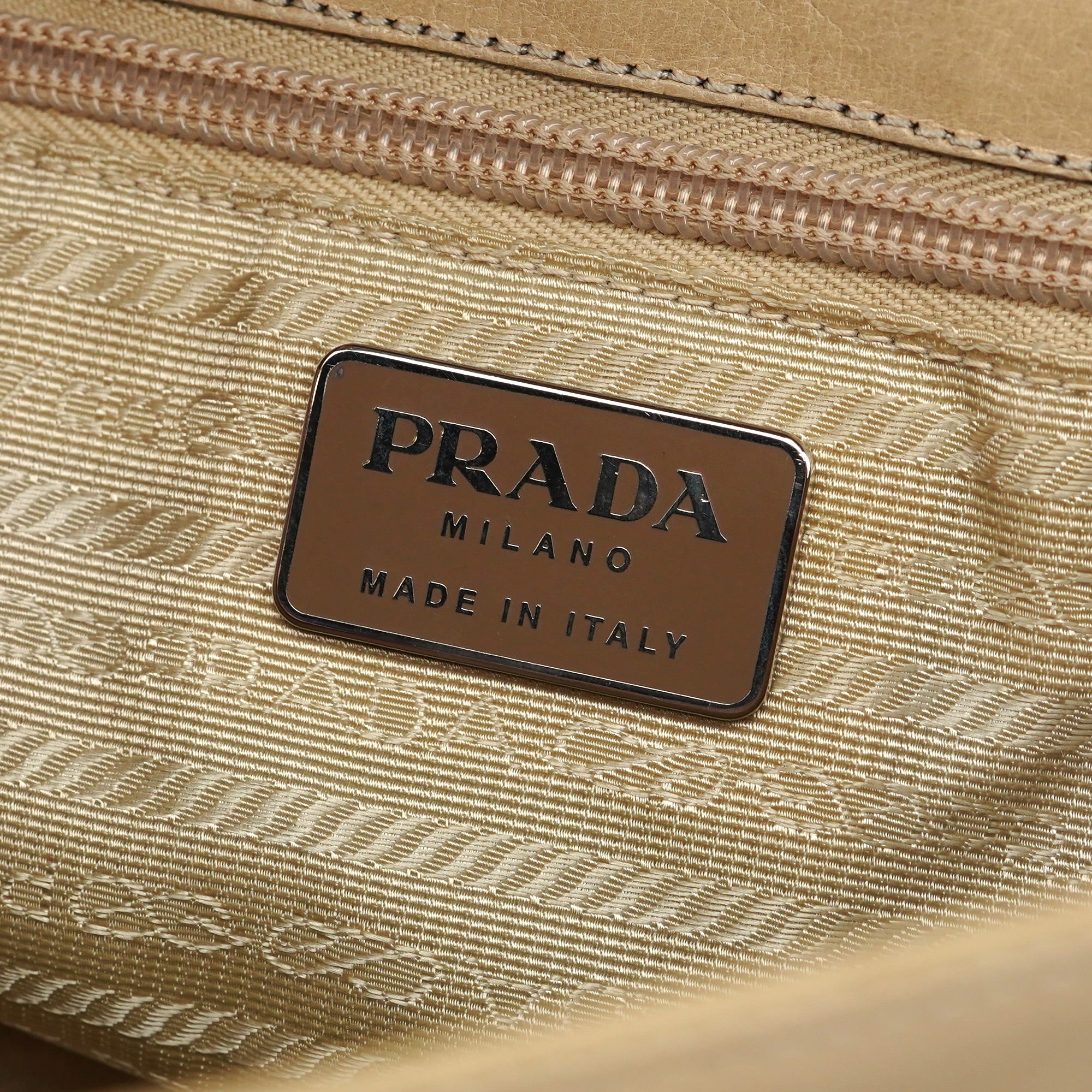 Beige Vitello Buckle Shoulder Bag
