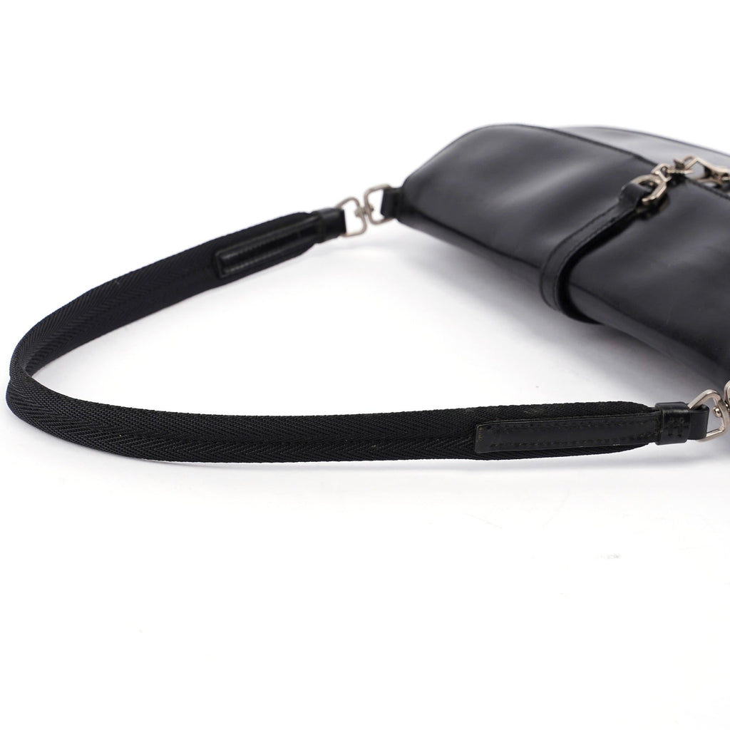 Black Calfskin Cleo Hobo Shoulder Bag