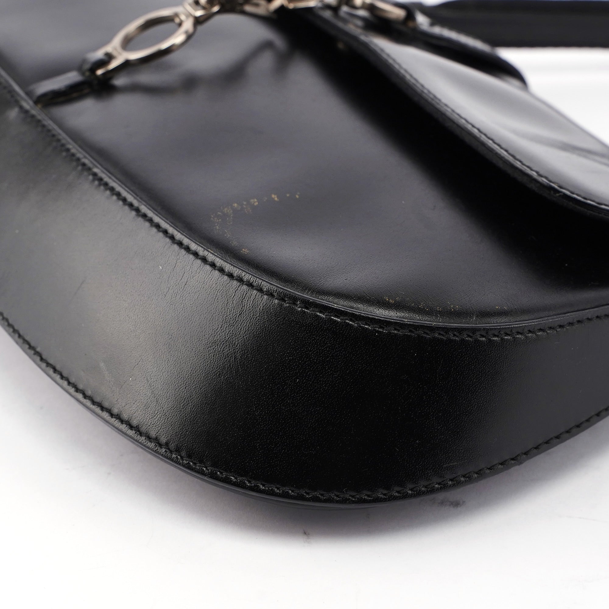 Black Calfskin Cleo Hobo Shoulder Bag
